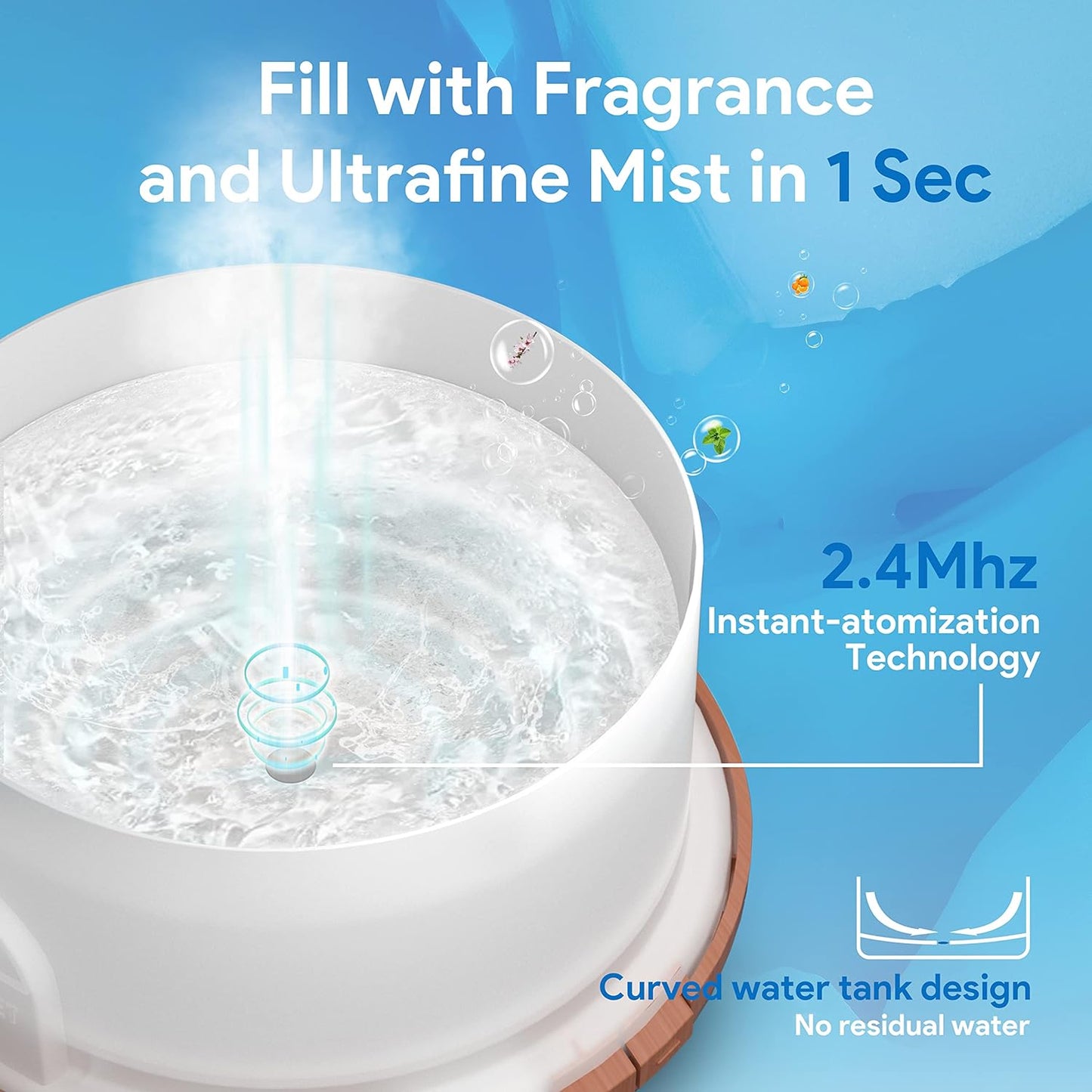 Difusor de aceites esenciales ASAKUKI Premium de 500 ml con control remoto, humidificador vaporizador de aceites aromáticos ultrasónicos 5 en 1, temporizador e interruptor de seguridad de apagado automático marrón